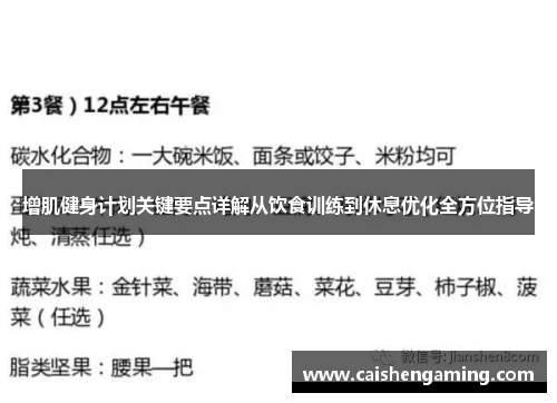 增肌健身计划关键要点详解从饮食训练到休息优化全方位指导